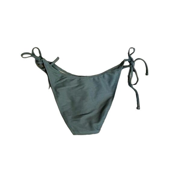 NWT J.Crew Ribbed Curved Waist High Leg Cut Cheeky String Bikini Bottom S Green - Picture 4 of 12